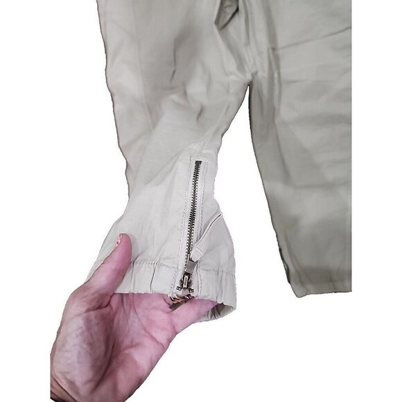 Chico's Pants Crop Beige High Rise Cotton Pockets Zip Jogger Hem Women's 16 - Picture 3 of 7